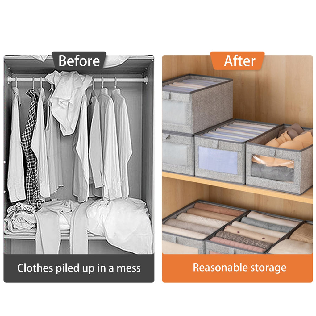 Goesort Set of 5 Clothes Storage Boxes, Wardrobe Storage Organiser Fabric Clothes Organiser - image 4