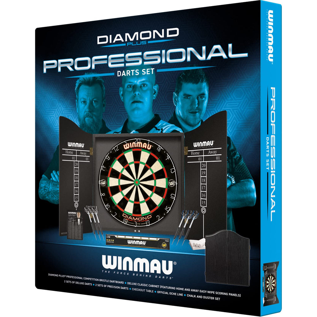 Winmau Professional Dart Set: Diamond Plus Board, Cabinet & 2 Dart Sets