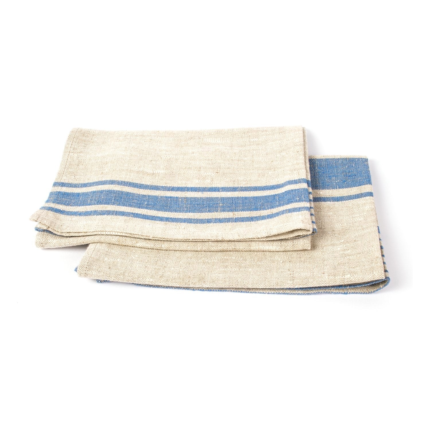 LinenMe Provence Blue Striped Linen Hand and Guest Towels, Set of 2