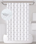 YOUNG DA Fabric Shower Curtain – Grey & White Water Droplets, 72x72