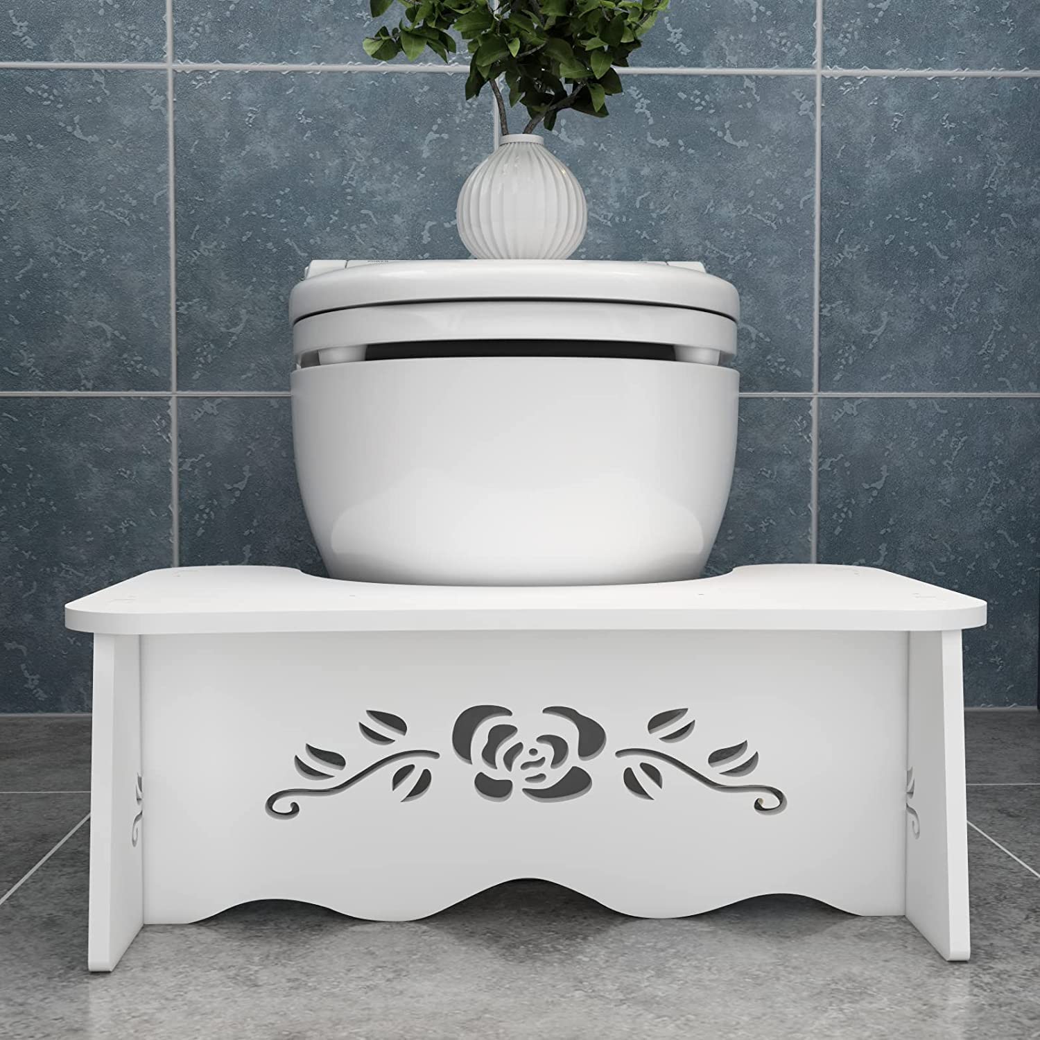 wyewye Foldable Toilet Stool – 7 Inch Wood-Plastic Squatting Aid for Adults