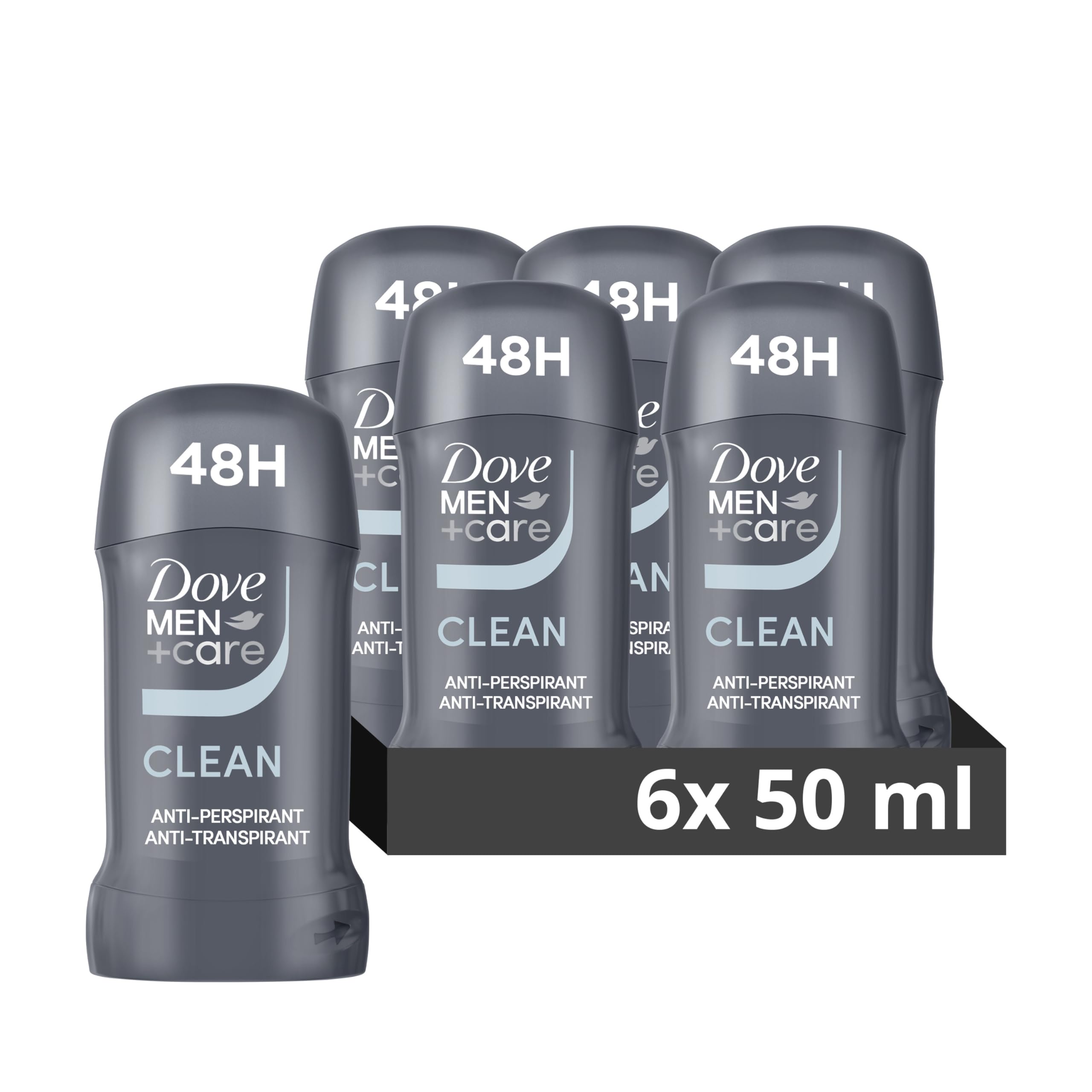 Dove Men+Care Clean Comfort Antiperspirant Deodorant Stick, 50ml (6 Pack)