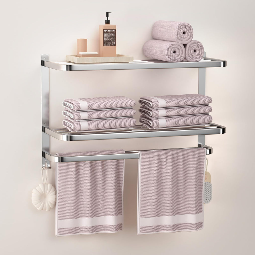 DDS-DUDES 3-Tier Stainless Steel Towel Rack – Wall Mounted Brushed Shelf