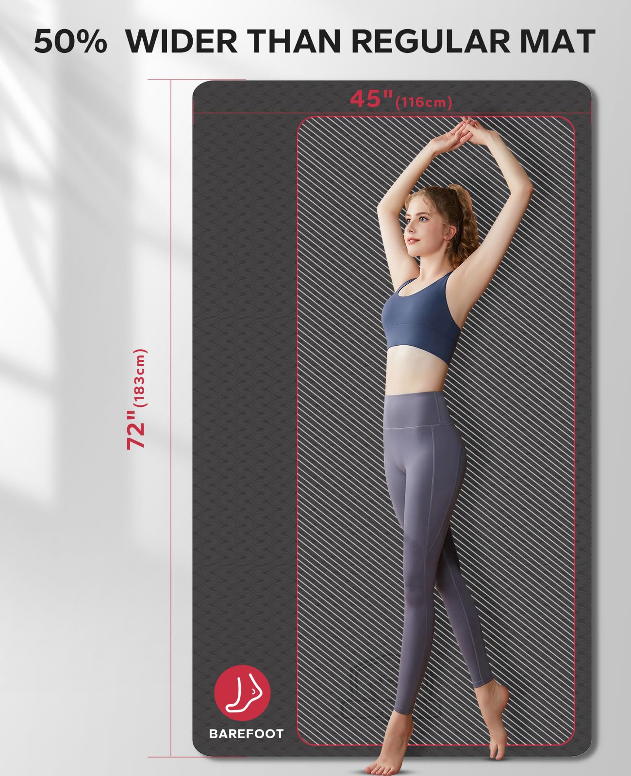 HAPBEAR Extra Large Yoga Mat – 6mm Thick Non-Slip TPE Exercise Mat
