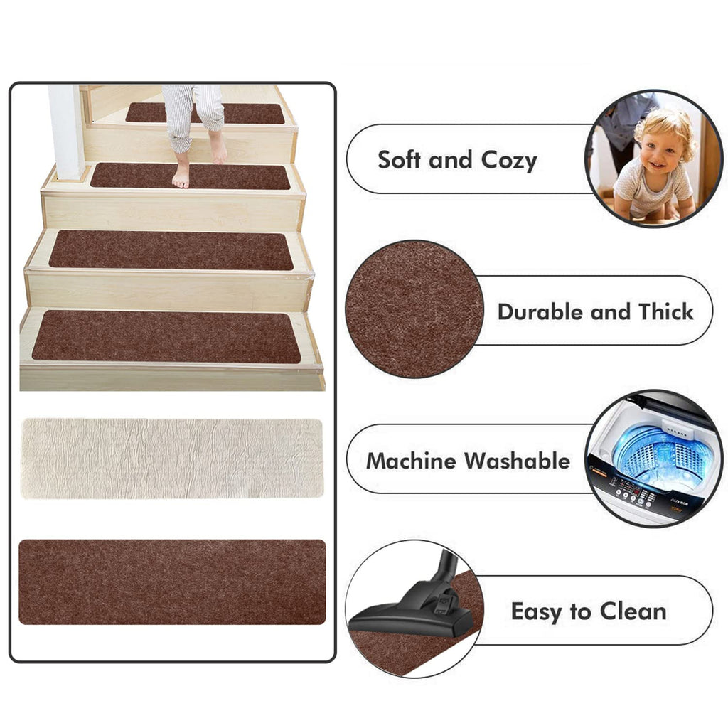 DLD Non-Slip Stair Treads | 8x30 Indoor Carpet Runners, 14-Pack