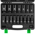 Ginour 1/2 Inch Drive Master Deep Impact Socket Set, 17PC Metric Cr-Mo