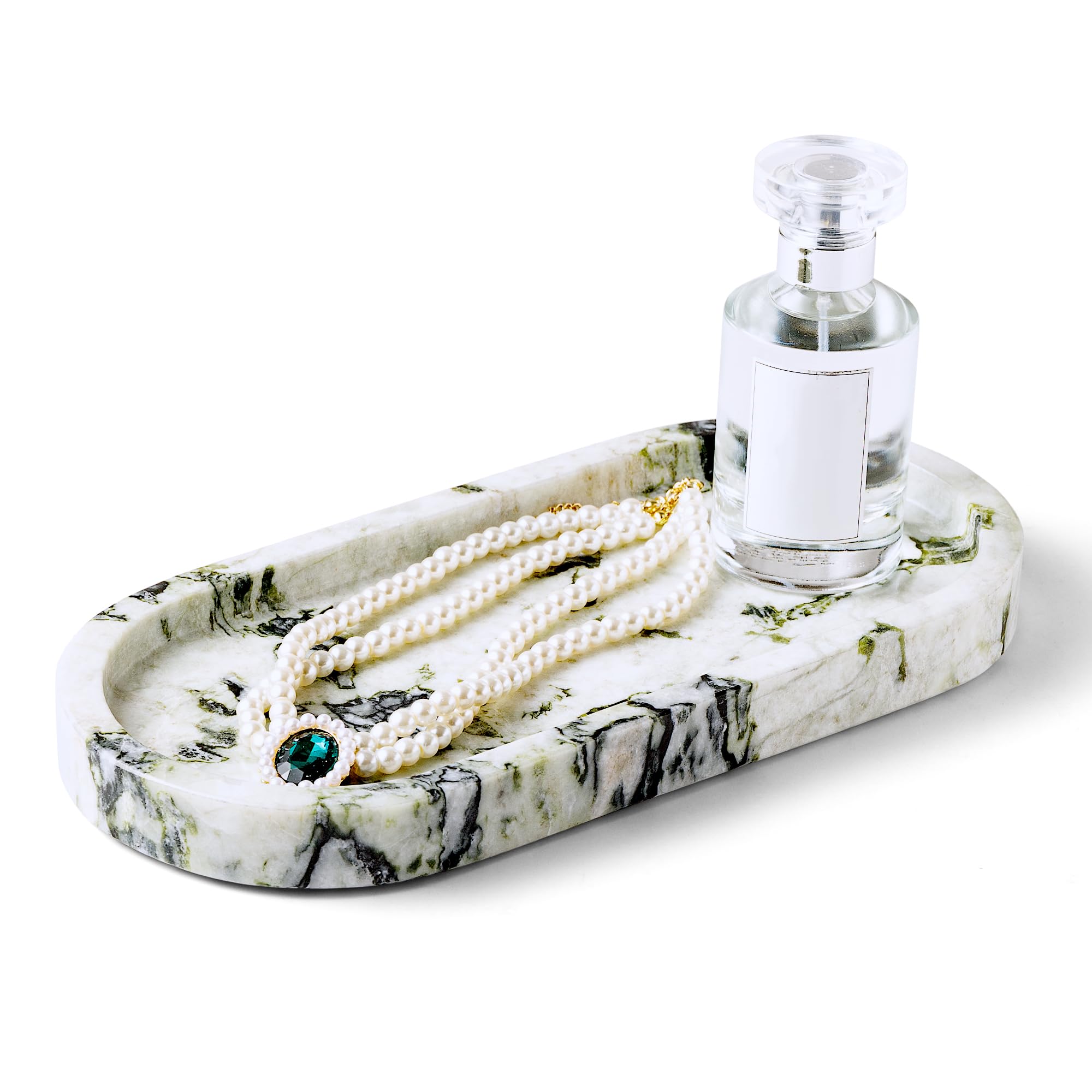 WORHE Calacatta Viola Marble Vanity Tray | Luxury Oval Stone Organizer