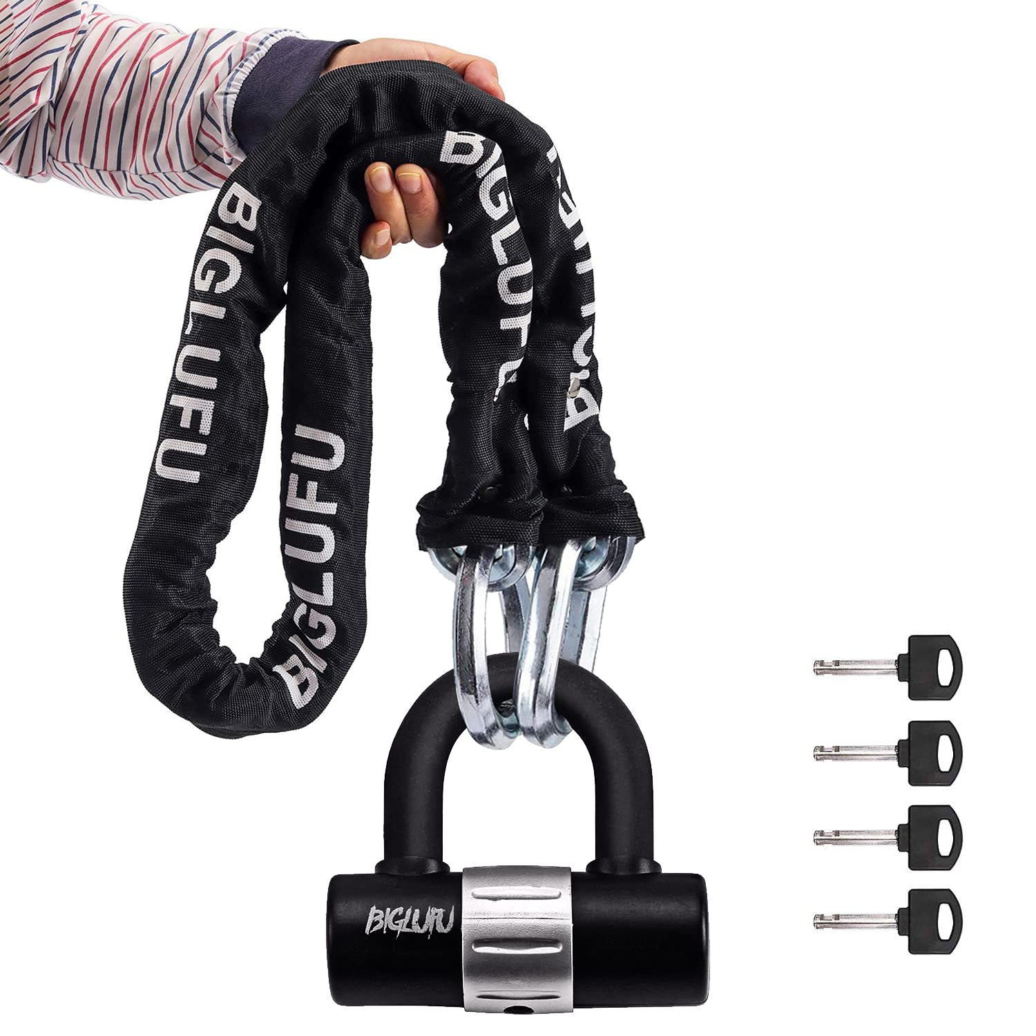 BIGLUFU Heavy Duty Bike Chain Lock – 12mm Thick 120cm Motorcycle Lock