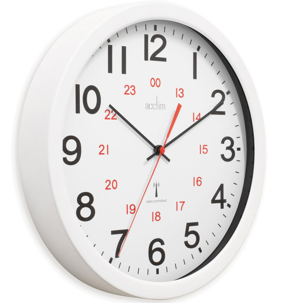 Acctim Radio Controlled Wall Clock – 30cm White 12/24 Hour Dial