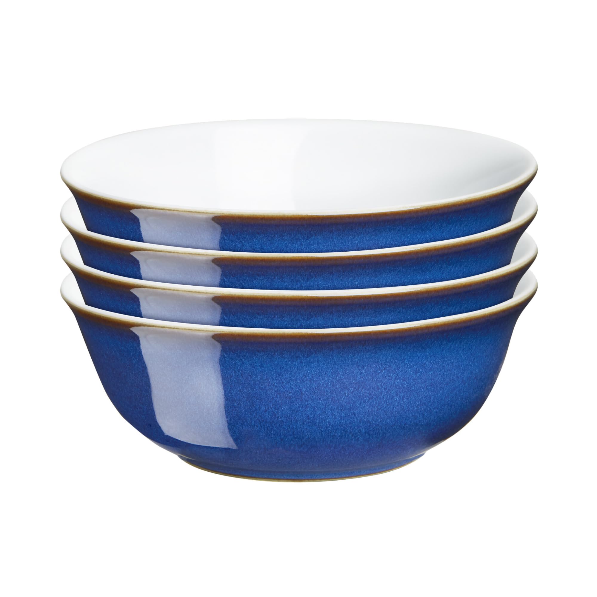 Denby Imperial Blue Cereal Bowls - Set of 4 Handcrafted Ceramic Stoneware