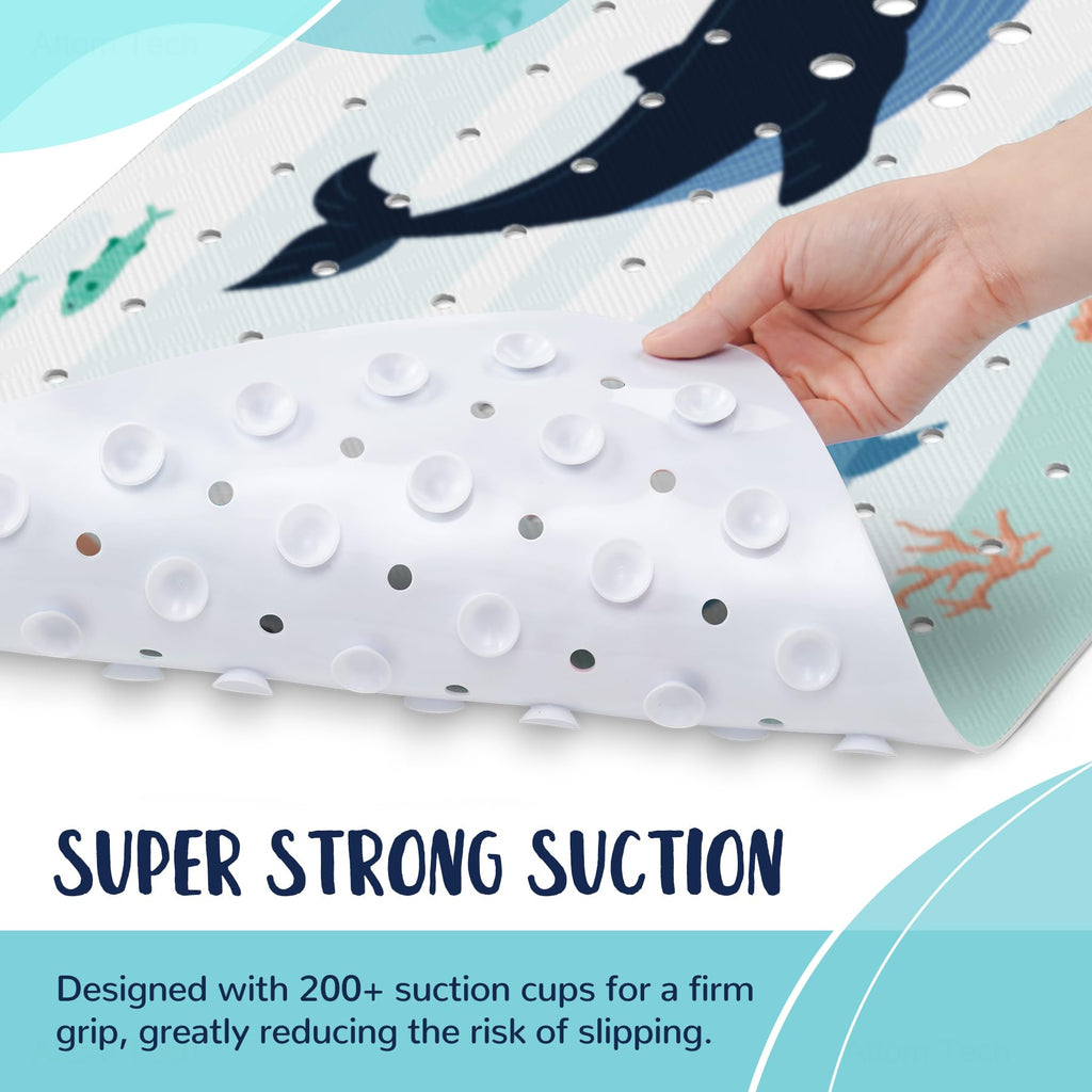 NiBaby Non-Slip Bath Mat with Suction Cups, 102 x 41 cm, Whale Design - image 2