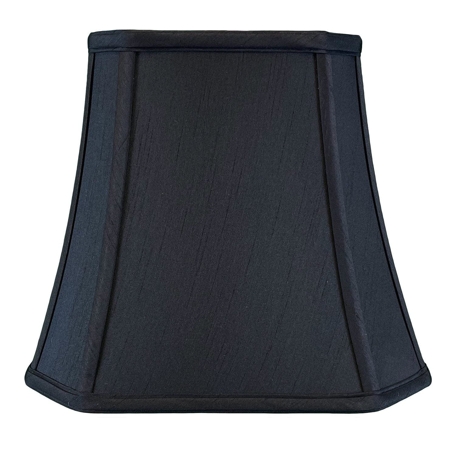 Royal Designs Square Cut Corner Bell Lamp Shade | Black Silk Shantung