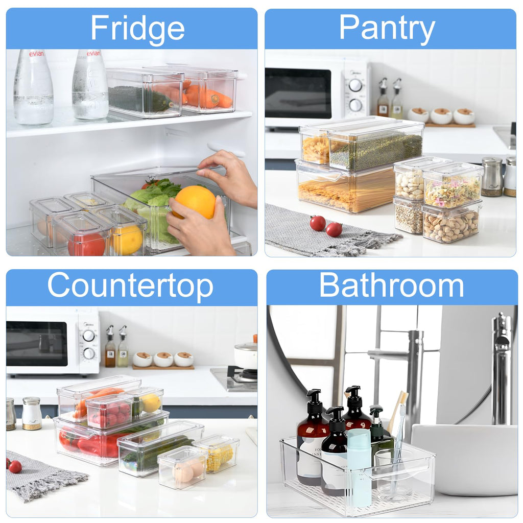 KUMD 14 Pack Fridge Organisers | Stackable BPA-Free Storage Containers