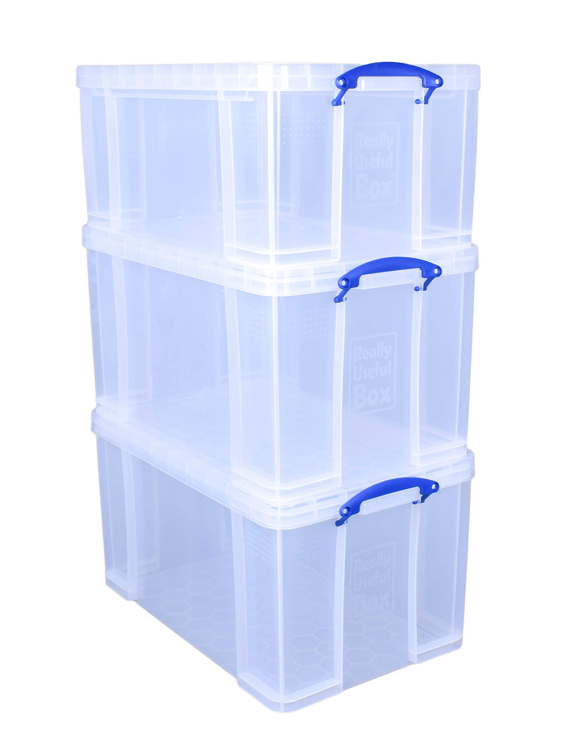 Really Useful Box Clear Plastic Storage Bins - 3 Pack (84L & 64L)