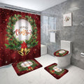 KUWUNG 4-Piece Christmas Bathroom Set | Non-Slip Rugs & Shower Curtain