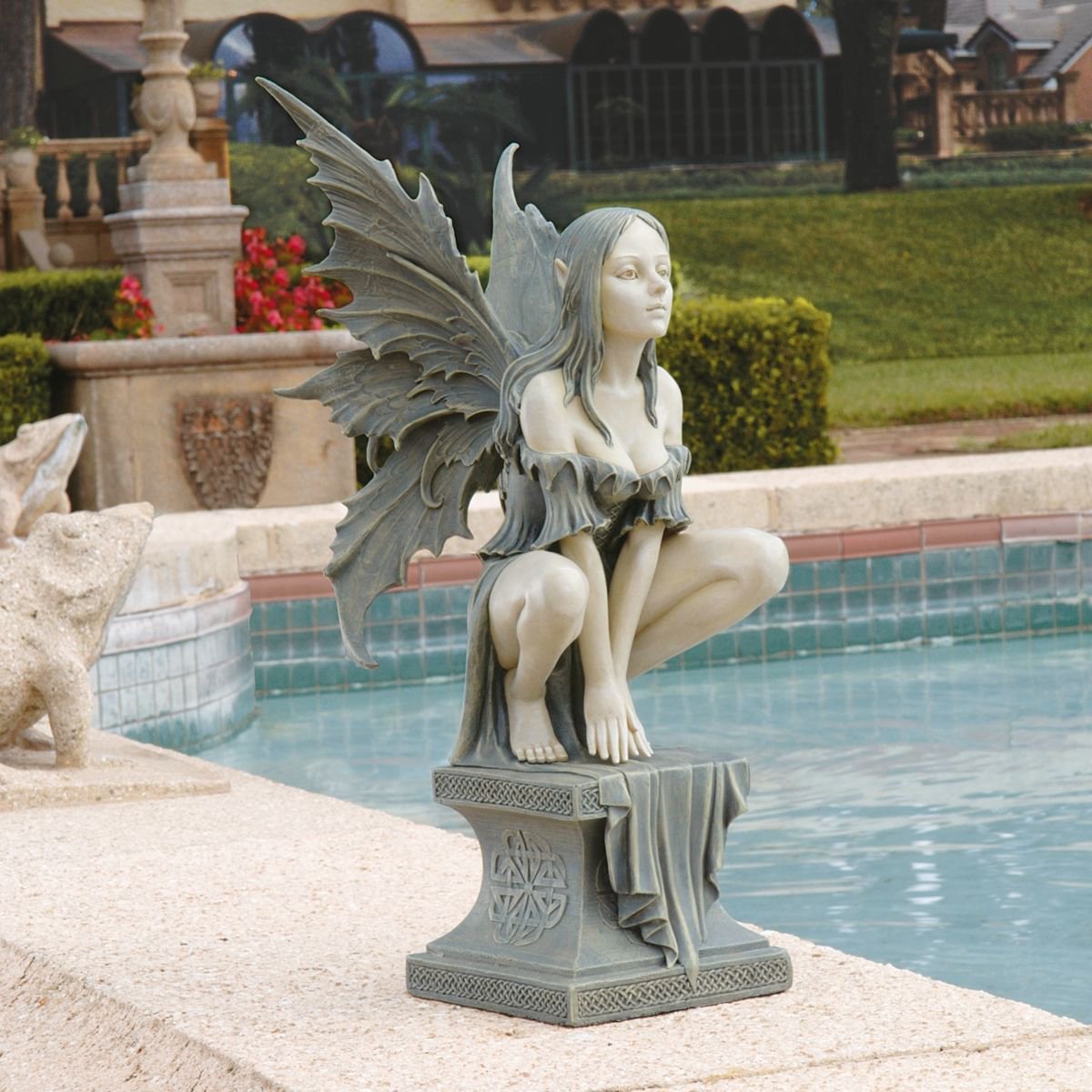 Design Toscano Celtic Fairy Outdoor Garden Statue – Two Tone Stone, 48.5cm