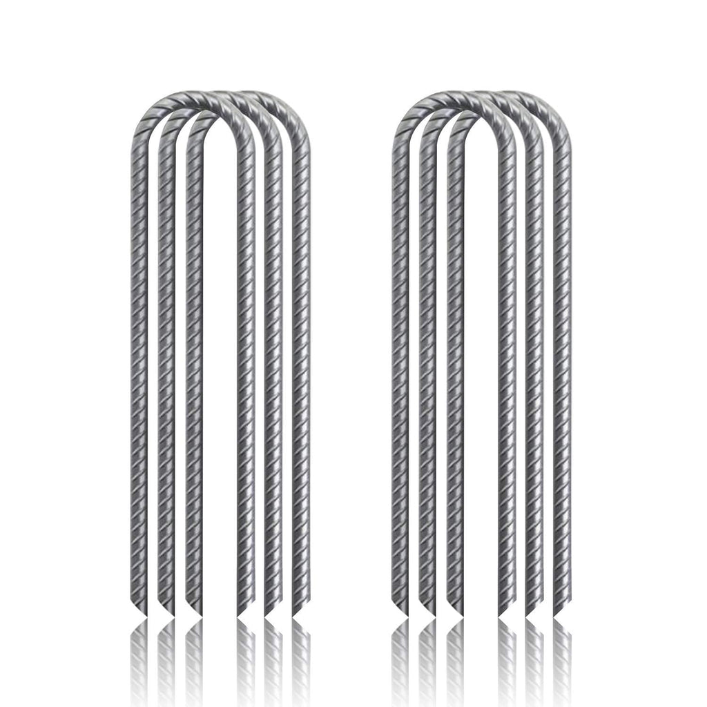 G&B Heavy Duty Galvanized Steel Rebar Stakes | 12-Inch U-Shaped Ground Anchors