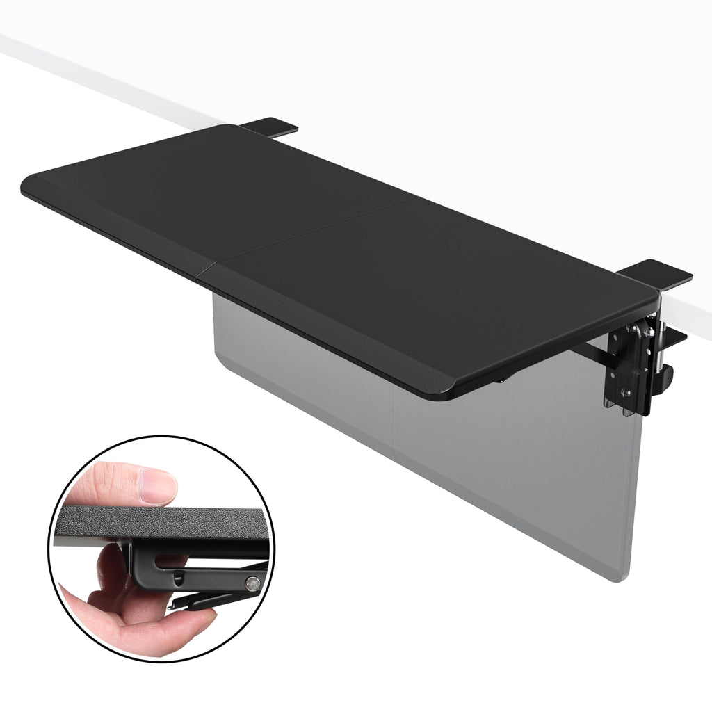 ETHU Ergonomics Desk Extender Tray, Large-Size Foldable Keyboard Tray Clamp On, Table Mount Desk Extender Shelf Armrest Support for Desk Black - image 2