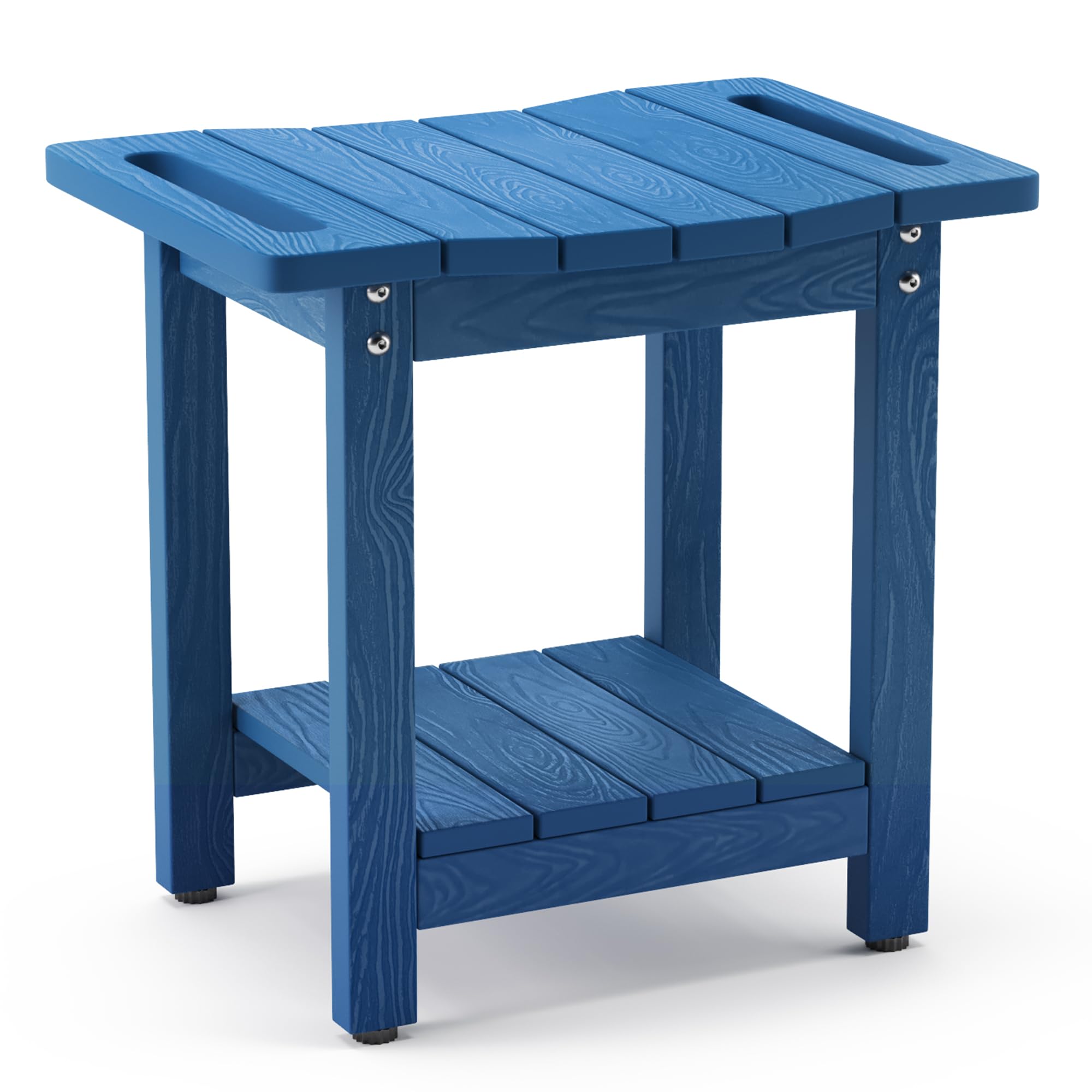 LUE BONA HDPS Shower Bench – Waterproof Bath Stool with Shelf, Navy Blue