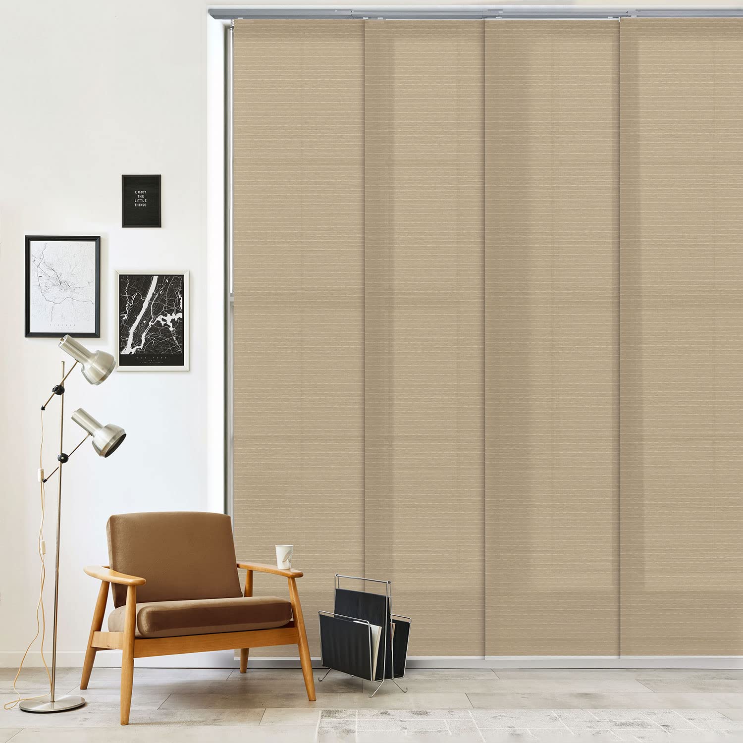 GoDear Design 4-Panel Sliding Track Room Divider – Woven Privacy Screen