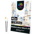 OfficeTree A3 Watercolour Paper Pad – 300gsm White Art Paper, 40 Sheets