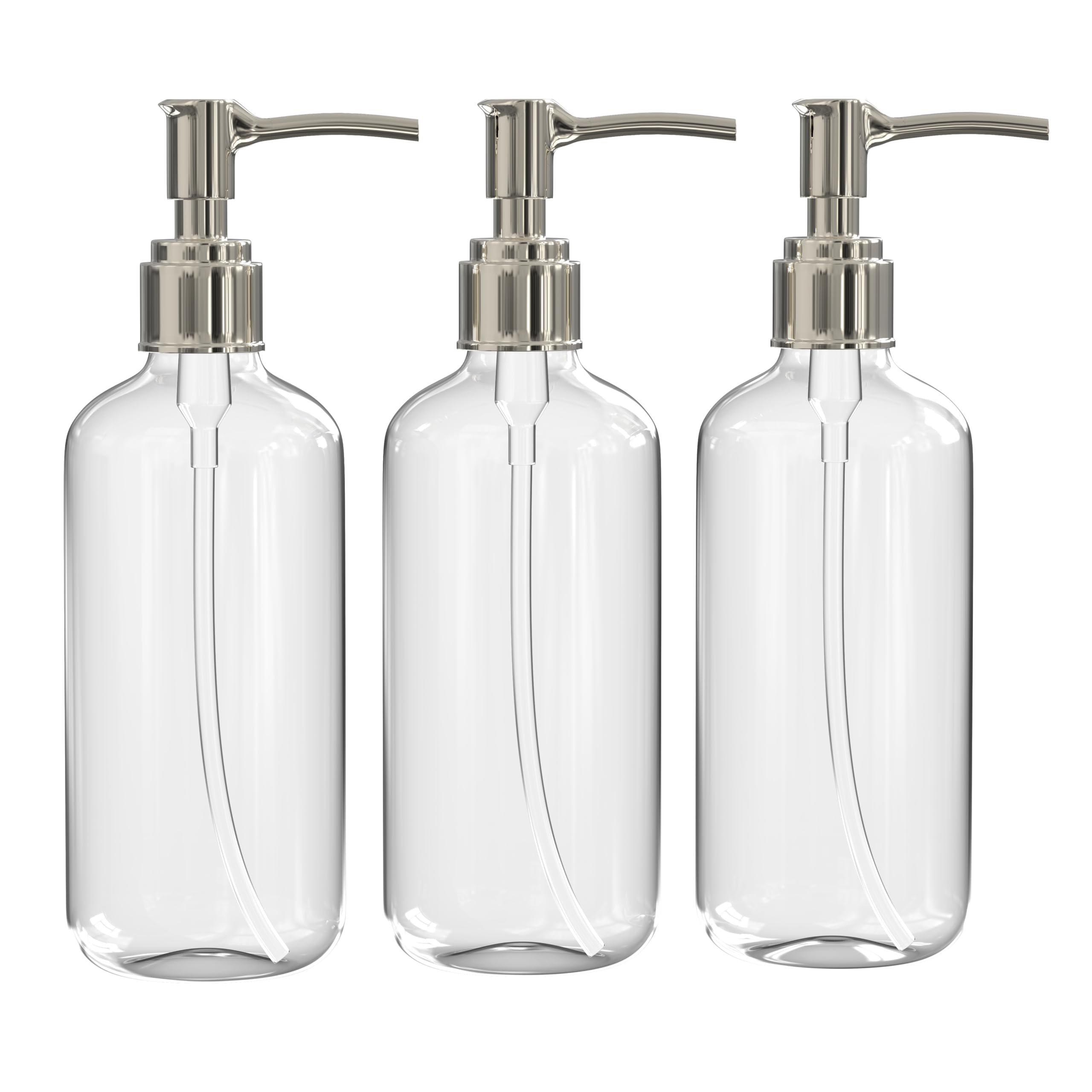 Jolof Store 16oz Soap Dispenser 3-Pack | Clear Plastic Refillable Bottles