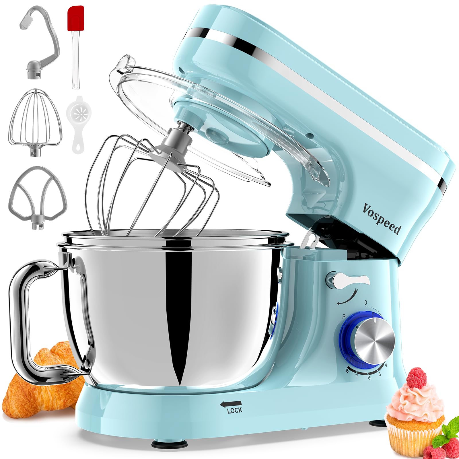 Vospeed Stand Mixer | 1000W Tilt-Head Food Mixer with 4.5L & 5L Bowls
