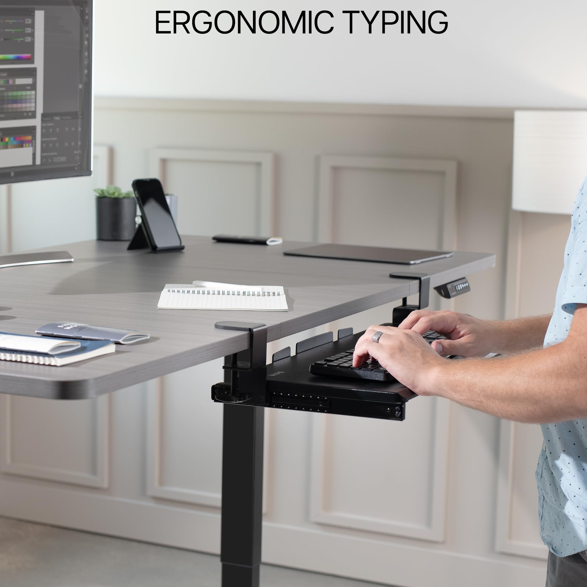 VIVO Large Under Desk Keyboard Tray – Sturdy C-Clamp Mount, Black