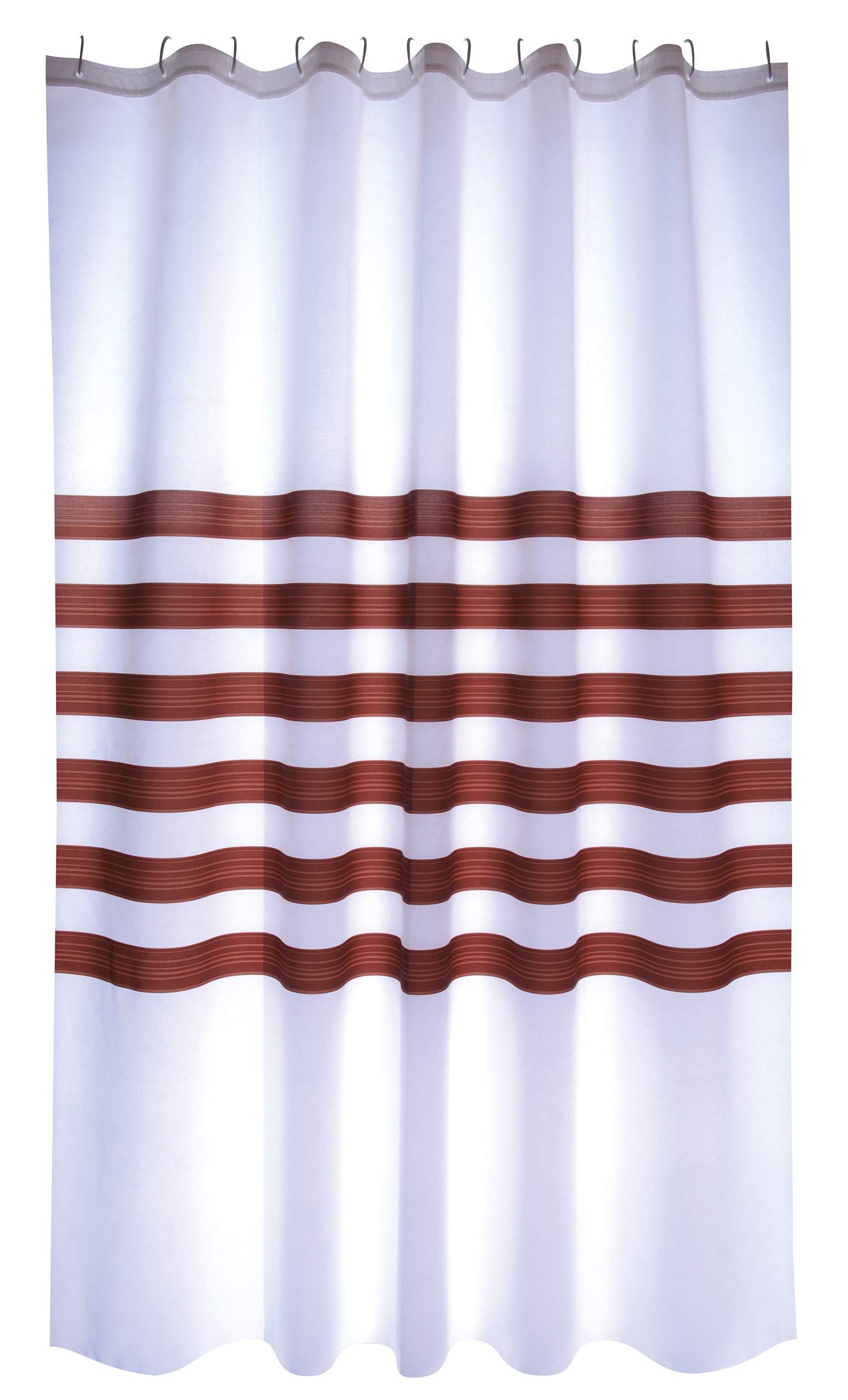 MSV Premium Shower Curtain - 180x200cm Waterproof PVC - Linie Brown