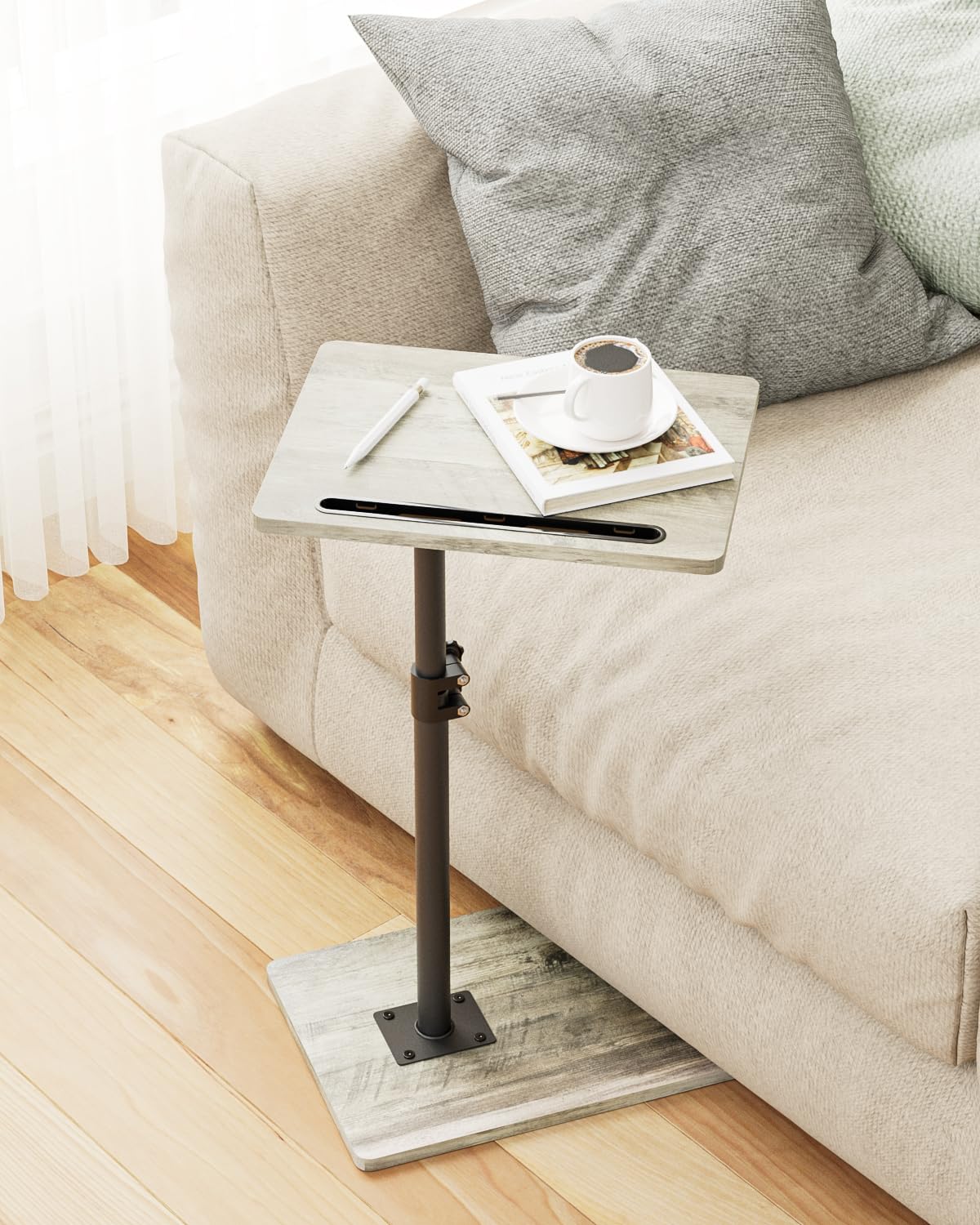 Apetaccat Side Table, C-Shaped Adjustable Sofa Table, 360°Swivel Coffee Tables,40x30x45-83 cm,Small End Tables Bedside for Living Room - image 3