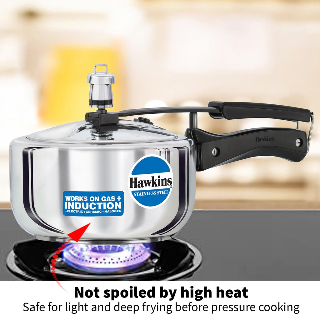 Hawkins 2 Litre Stainless Steel Pressure Cooker | Induction Compatible
