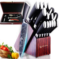 15-Piece Damascus Stainless Steel Knife Set with Block
