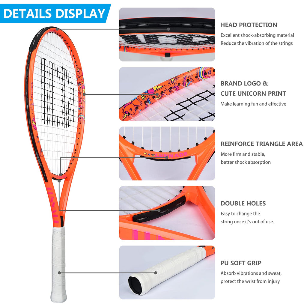 LUNNADE Kids Tennis Racket | Junior Youth Racquet with Cover, 19-25 Inch