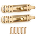 ZAVIA Brass Sliding Door Bolt Lock | 4-inch Surface Mounted Latch (2 Pack)