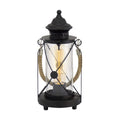 Eglo Bradford Vintage Lantern Table Lamp – Black Steel & Clear Glass