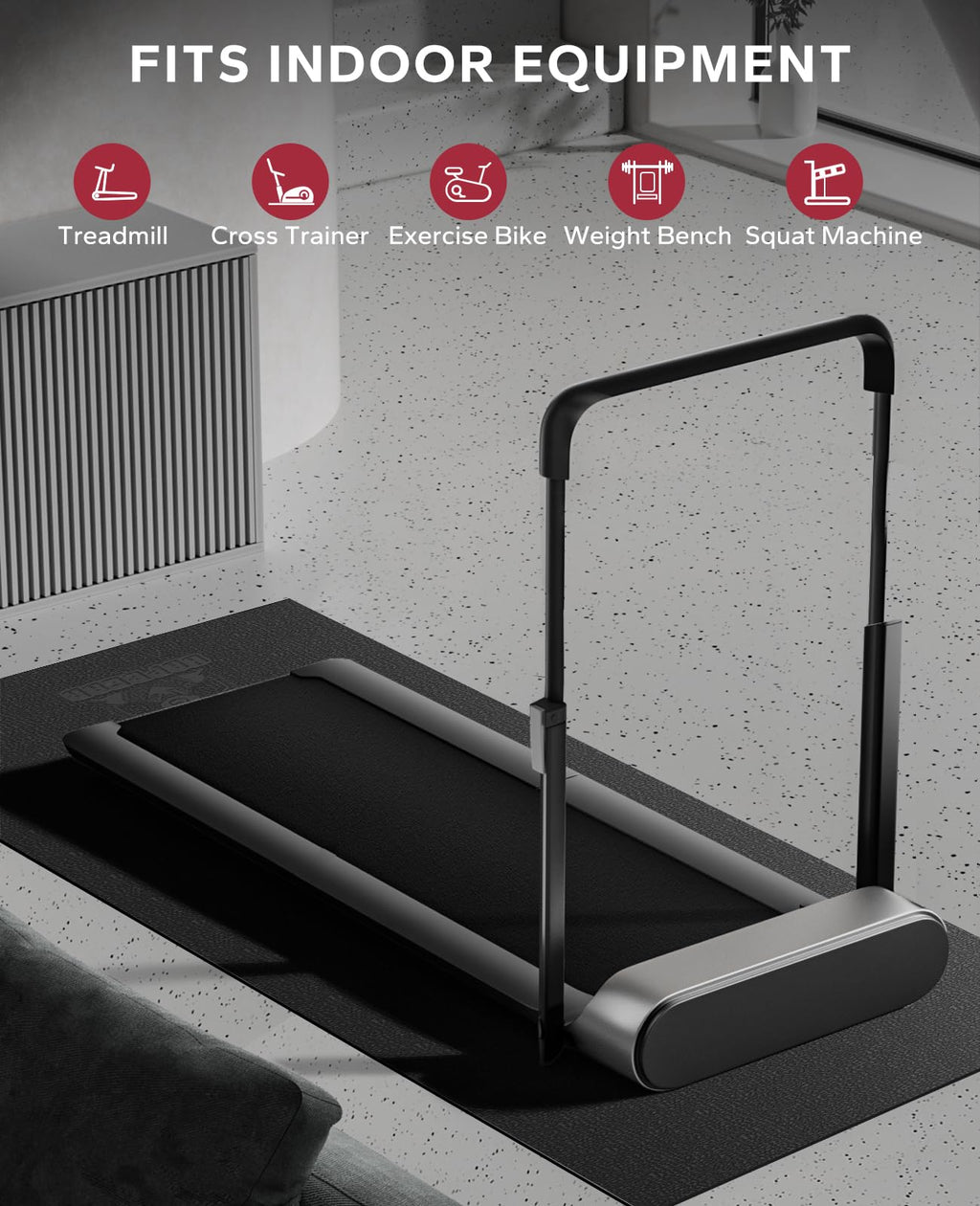 HAPBEAR Exercise Equipment Mat – 60" x 30" Heavy-Duty Treadmill Mat
