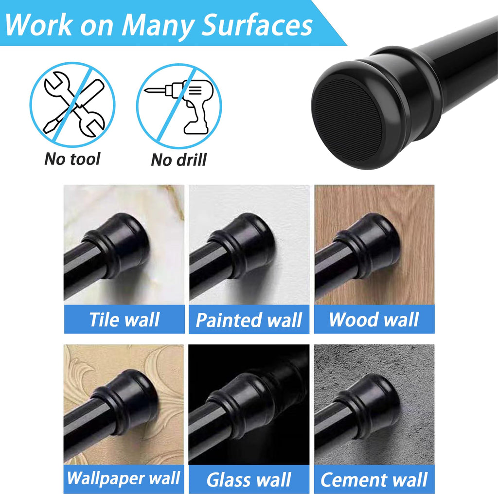 1PC No Drill Curtain Pole, No Drill Curtain Pole, Shower Pole Extendable for Shower Curtain,Door Curtain, Bathroom