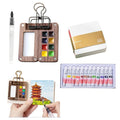 Jolof Store 5Pcs Pocket Watercolour Travel Set – 8 Grid Wooden Palette