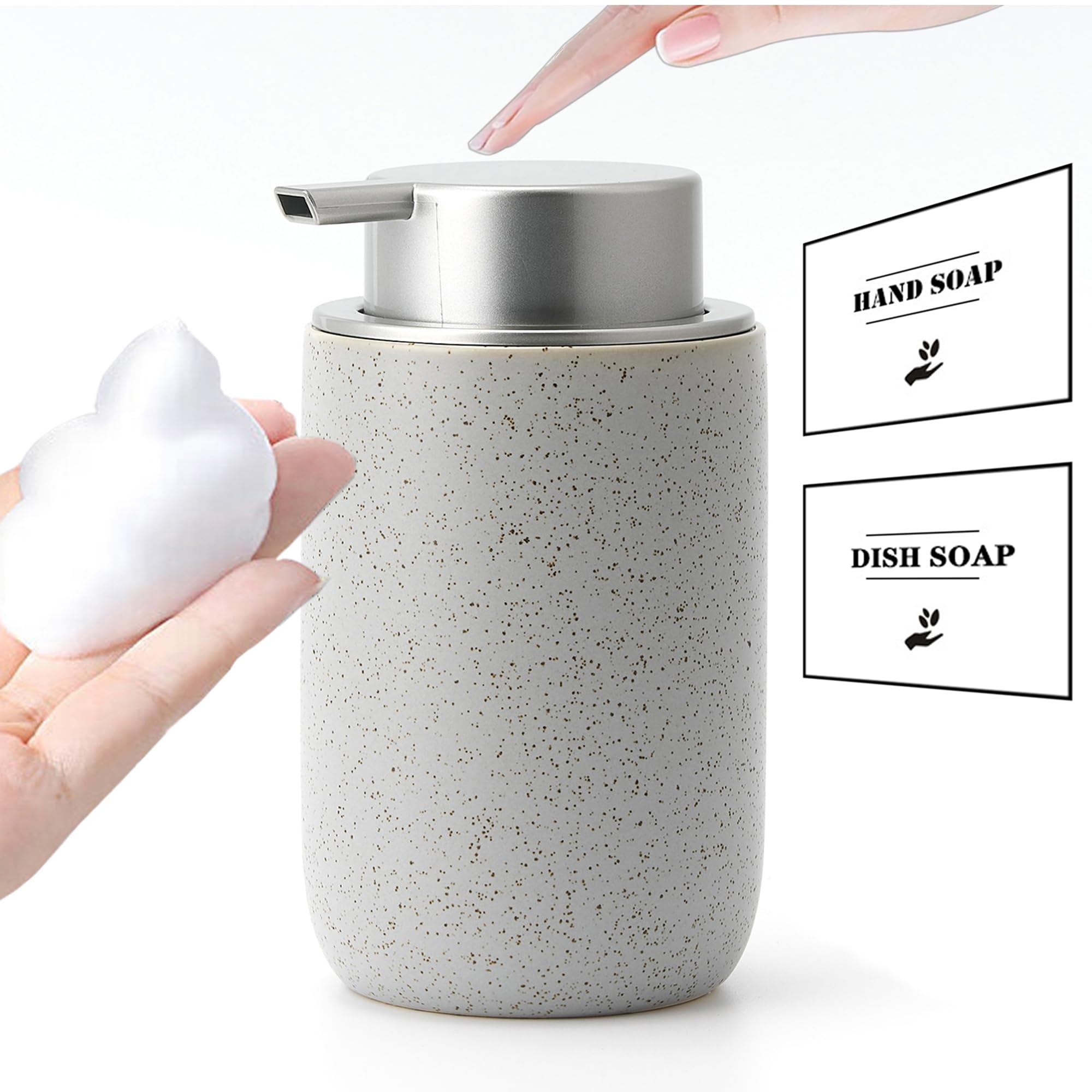 Jolof Store Ceramic Foaming Soap Dispenser – 12oz Matte Gray Refillable