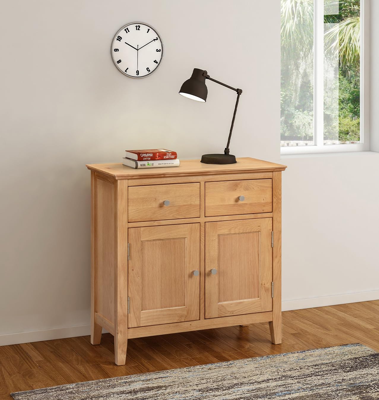 Hallowood Hereford Oak Small Sideboard – Solid Wood Storage Cabinet
