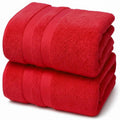 Egyptian Cotton Bath Sheets - 2 Pack 550GSM Large Towels (Red)
