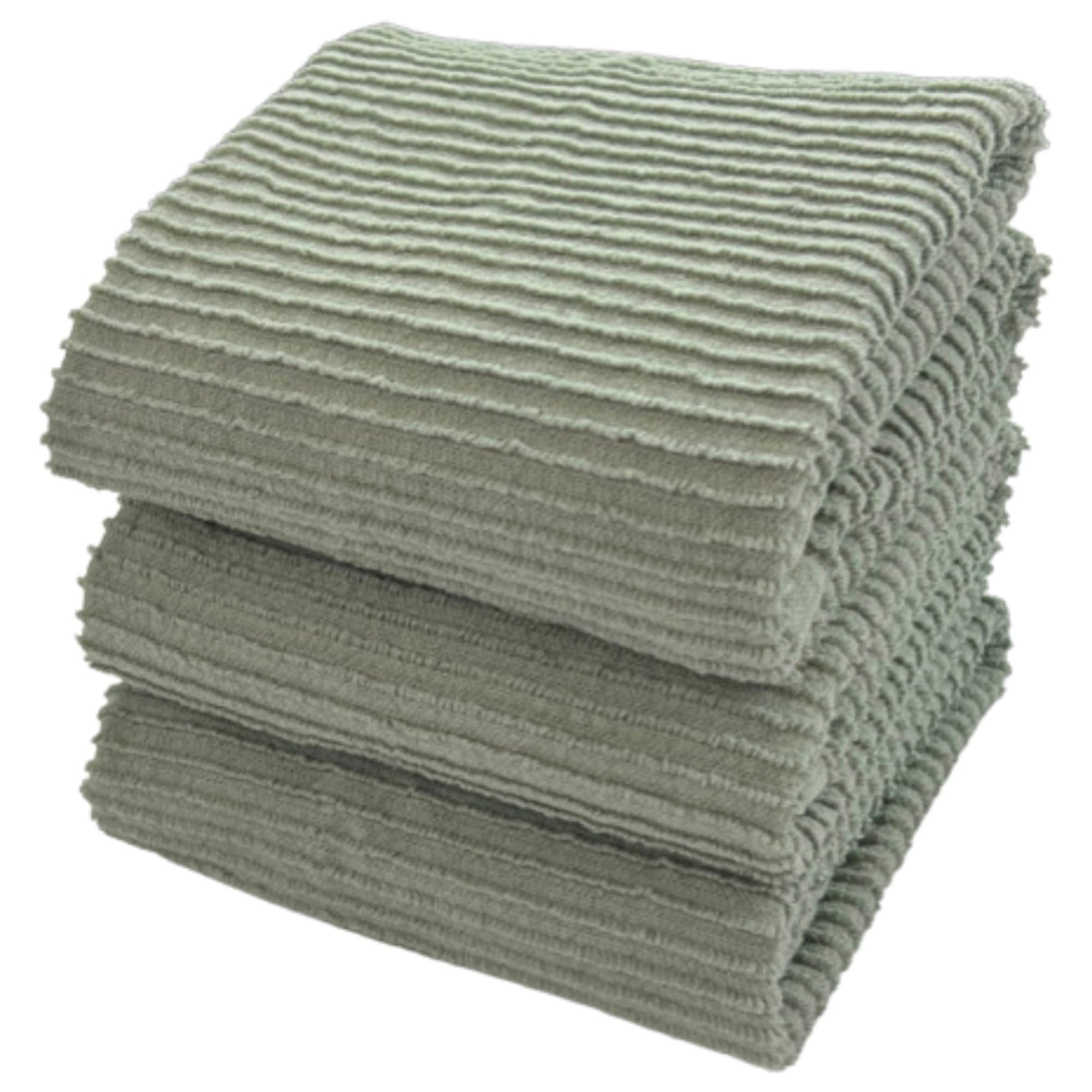 Cotton Kitchen Dish Towels – Sage Green Terry Cloth, 3 Pack