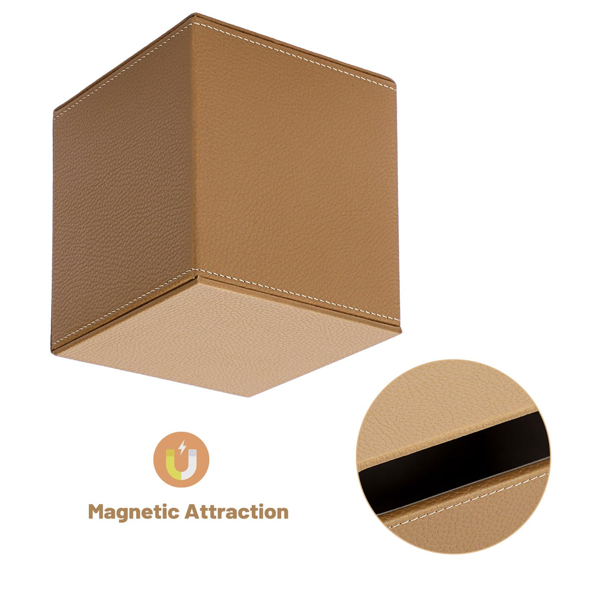 BTSKY PU Leather Square Tissue Box Cover, Camel Textured Tissue Box Holder - image 4