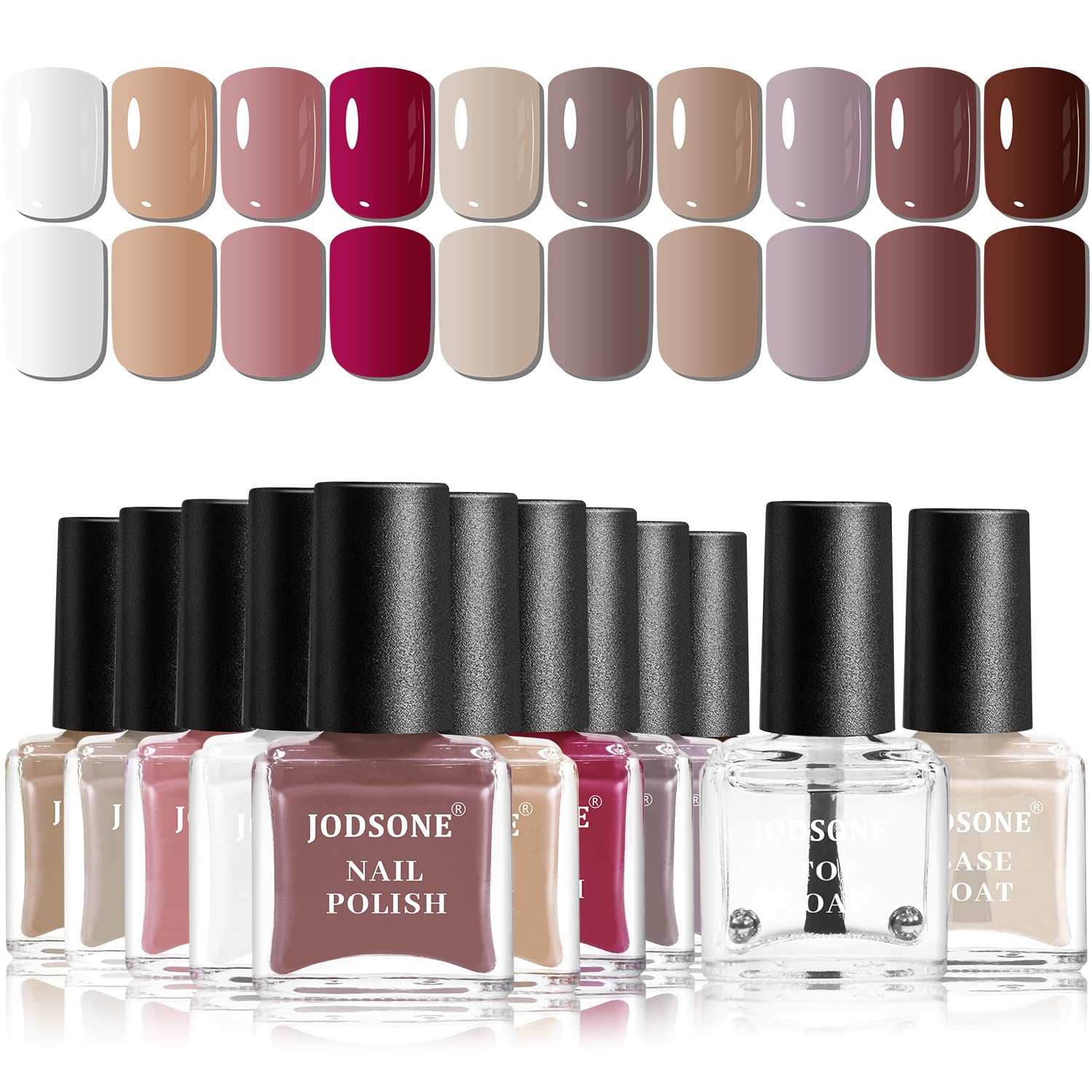 JODSONE 12 Pcs Nail Polish Set | Quick Dry Fall Nude Brown & Red