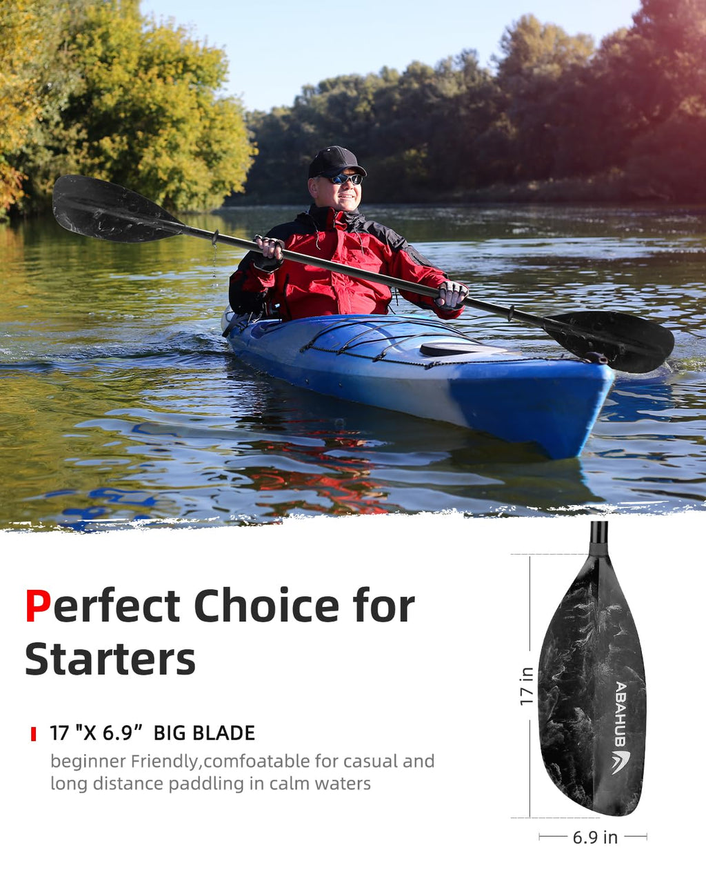 Abahub Adjustable Kayak Paddle | 210-230cm Aluminum Floating Oar