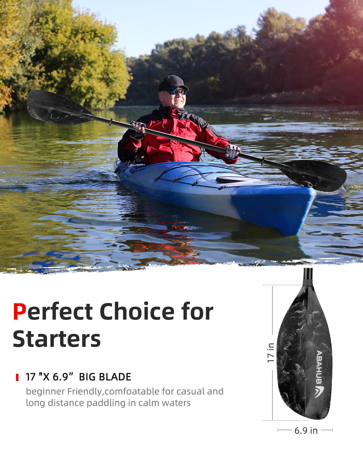 Abahub Adjustable Kayak Paddle | 210-230cm Aluminum Floating Oar