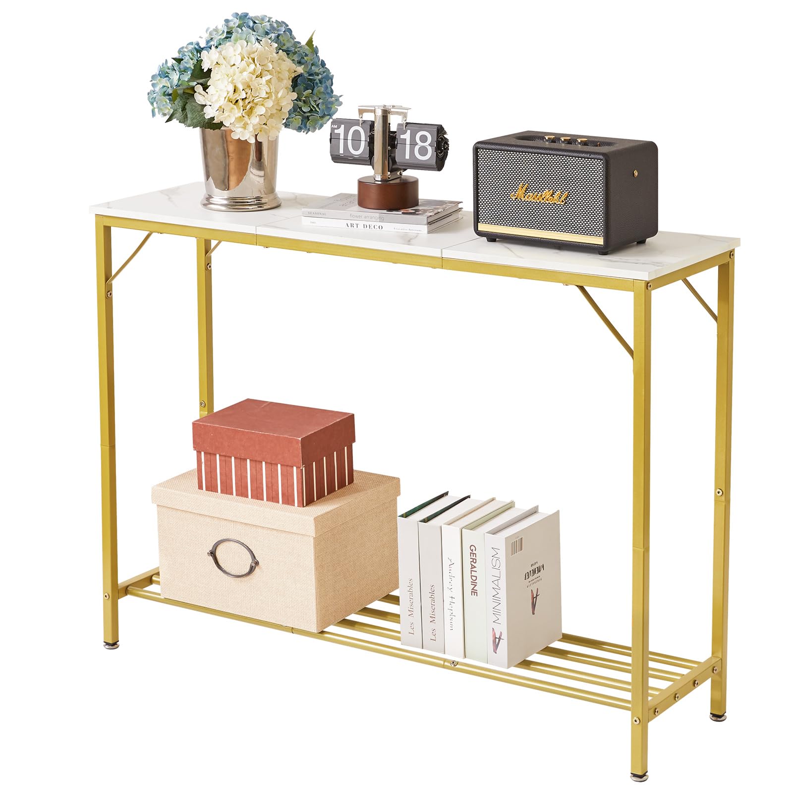 YMYNY Slim Console Table – Industrial Metal Frame Sofa Table for Entryway