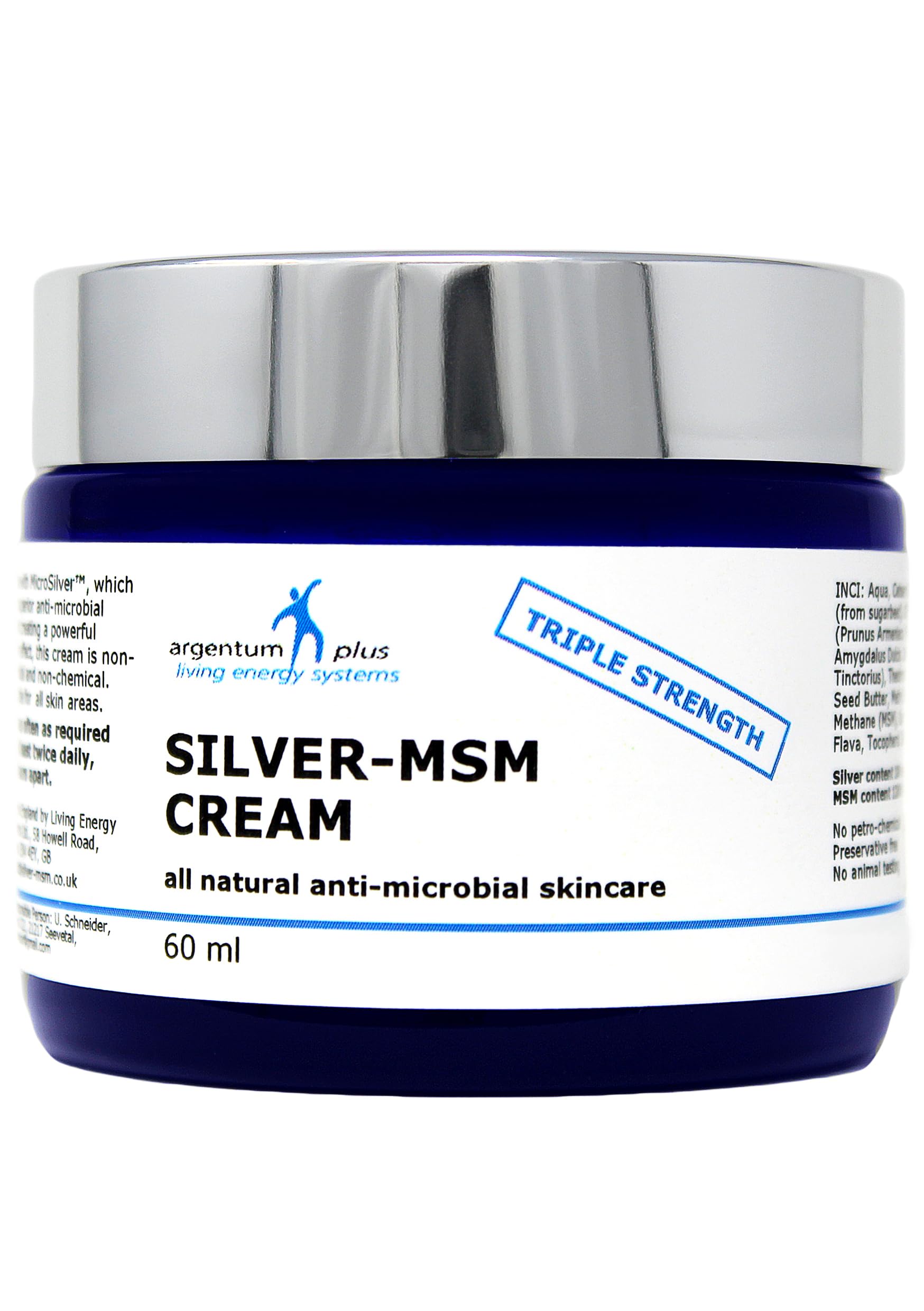 Triple Strength Silver-MSM Antimicrobial Skin Cream - 60ml
