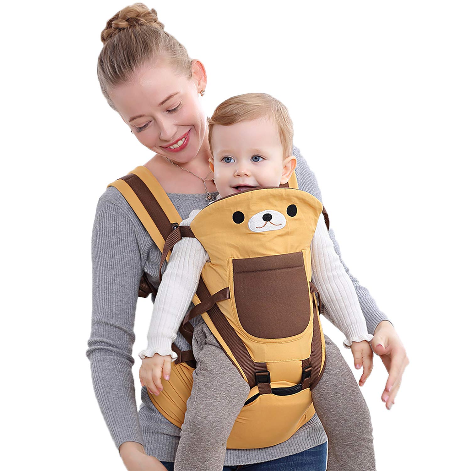 Jolof Store Baby Carrier Hip Seat – 10-in-1 Ergonomic Animal Shape (Brown)