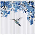 Blue Floral & Bird Shower Curtain | Waterproof Fabric – 72x72